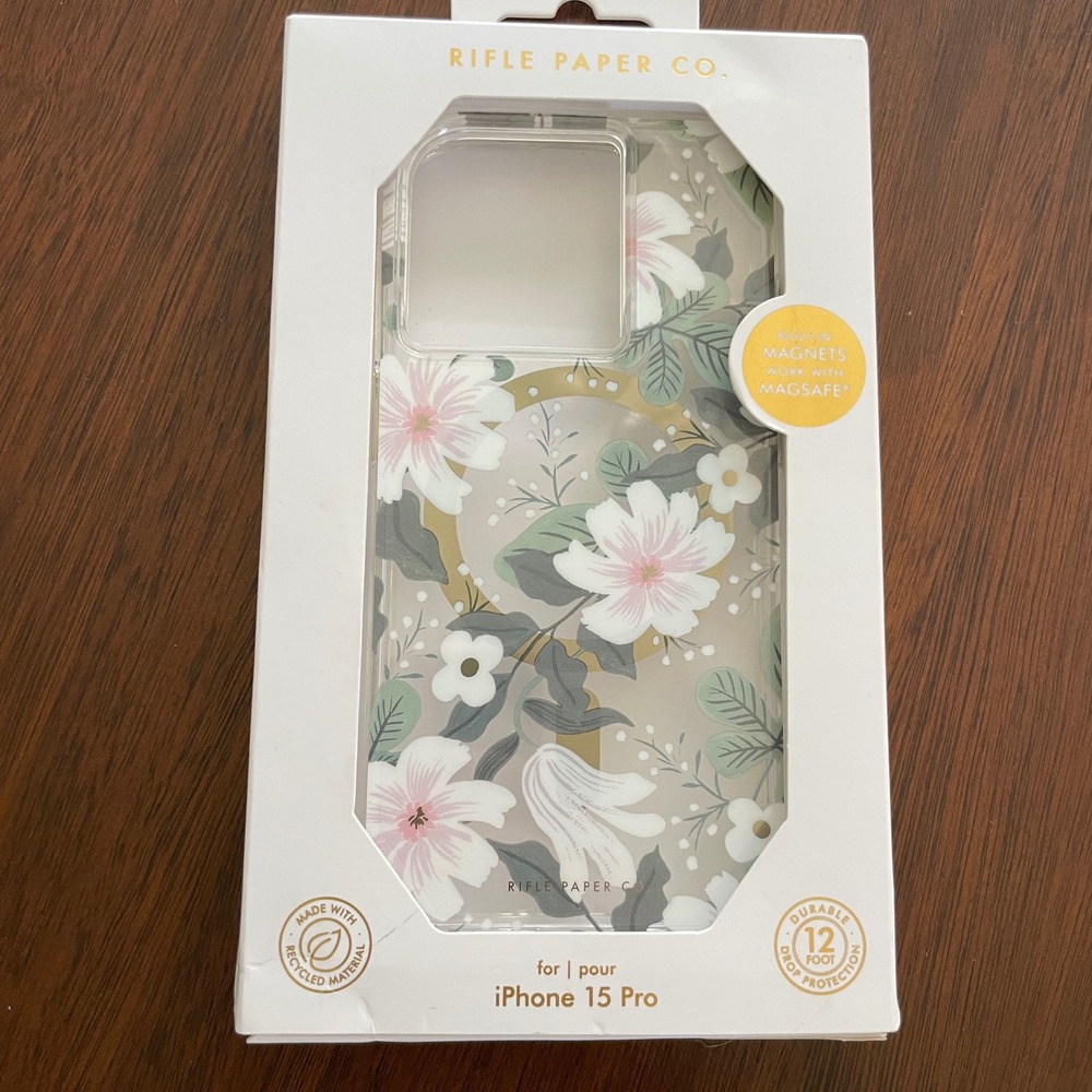 Rifle Paper Co Phone Case iPhone 15 Pro Clear Floral MagSafe Protective Garden